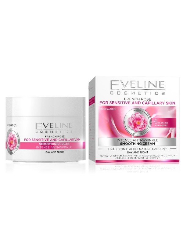 Eveline Smoothing rose anti-wrinkle cream for sensitive and couperose skin day/night 50 ml