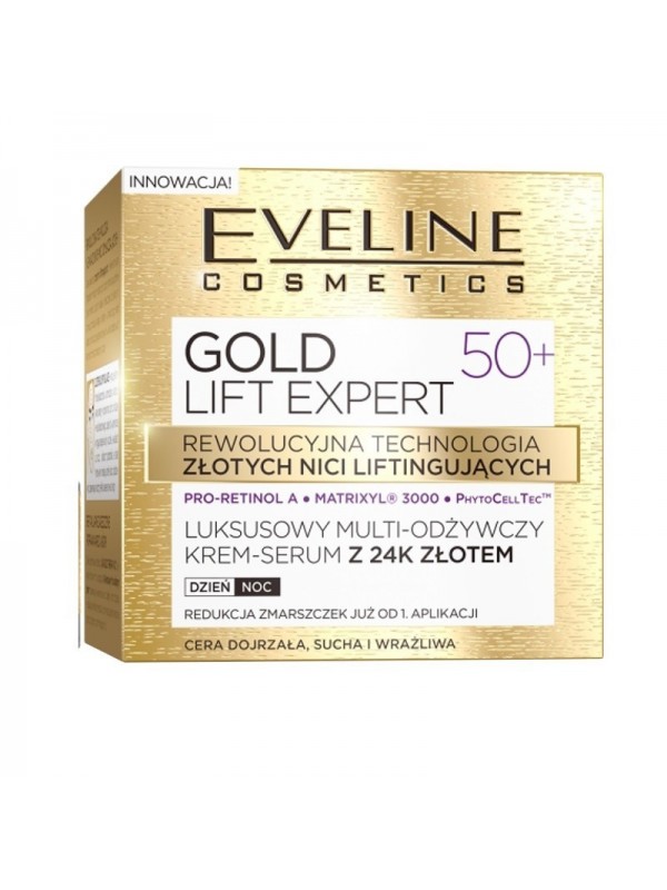 Eveline Gold Lift Expert Розкішна мультиживильна крем- serum з 24-каратним золотом день/ніч 50+ 50 мл