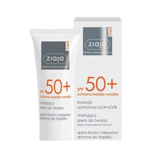 Ziaja Med SPF 50+ Mattierende Gesichtscreme für fettige und zu Akne neigende Mischhaut 50 ml
