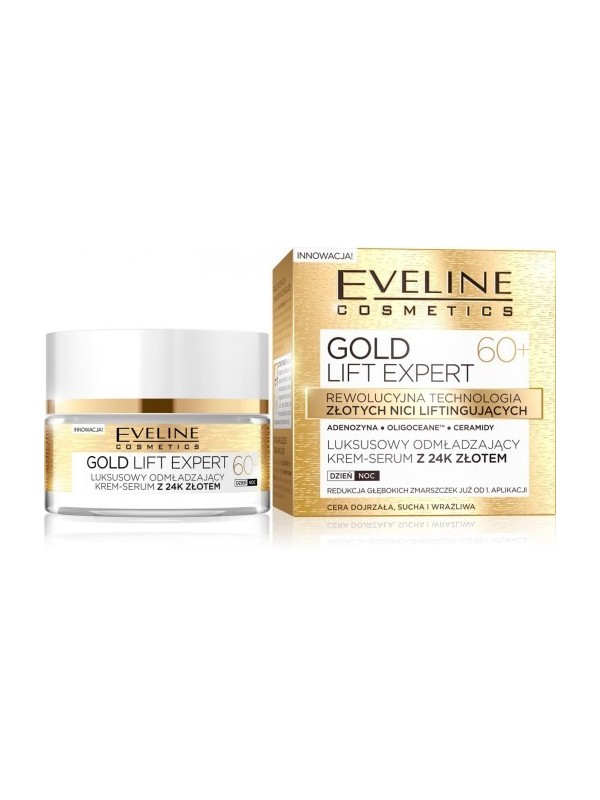 Eveline Gold Lift Expert Luxurious rejuvenating cream- serum with 24K gold day/night 60+ 50 ml