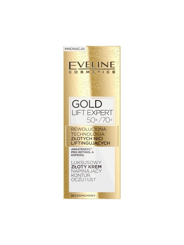 Eveline Gold Lift Expert Luxe verstevigende crème met 24K gouden oog- en ooglidcontour 50+/70+ 1 5ml