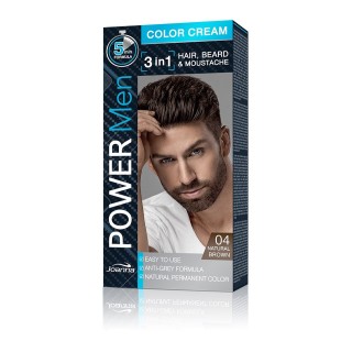 Joanna Power Men Cream Color 3in1 - haar-, baard- en snorverf heren - /04/ Natural Brown