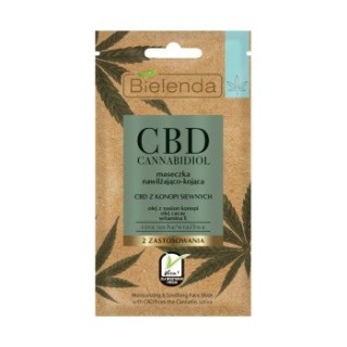 Bielenda CBD Cannabidiol Vochtinbrengend en verzachtend masker met CBD uit hennep voor de droge/gevoelige huid 8 g