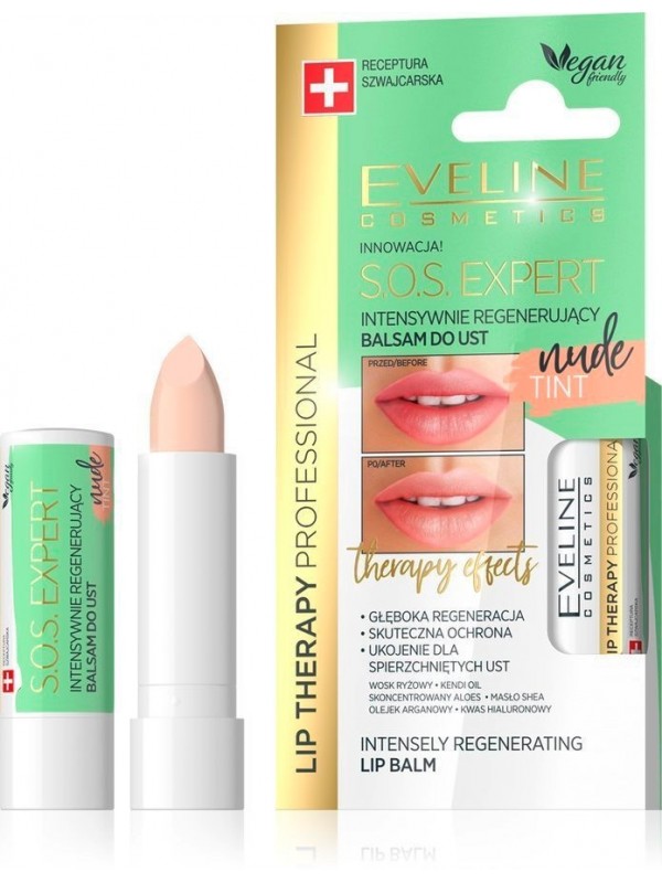 Eveline Lip Therapy SOS EXPERT відновлюючий бальзам для губ nude color 4 г