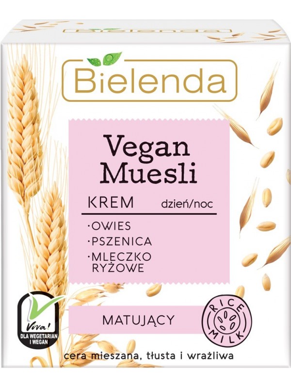 Bielenda VEGAN MUESLI матуючий крем овес + пшениця + рисове молоко день/ніч 50 мл