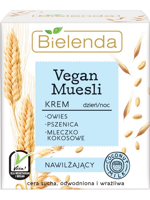 Bielenda VEGAN MUESLI Зволожуючий крем овес + пшениця + кокосове молоко день/ніч 50 мл