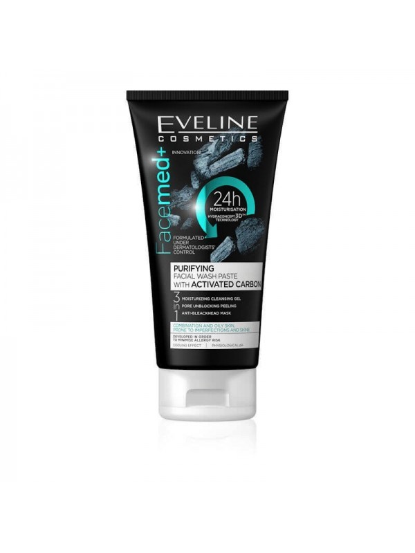 Eveline Facemed+ Cleansing gezichtsreinigingspasta met actieve kool 150 ml