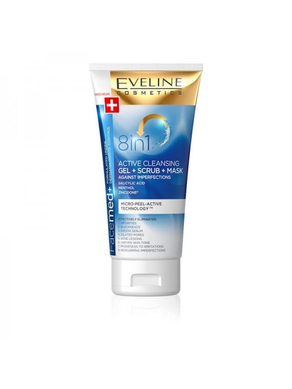 Eveline Facemed+ 8in1 Reinigingsgel, scrub en masker tegen imperfecties 150 ml