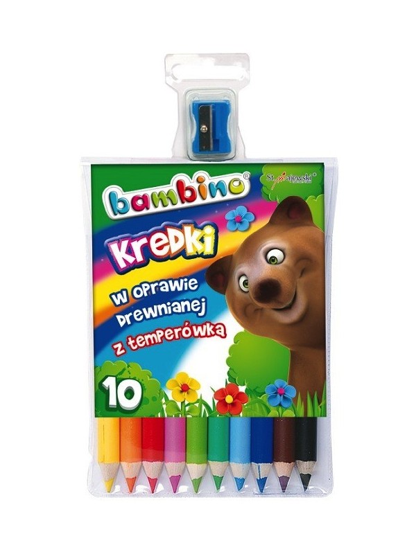 BAMBINO Crayons in a wooden frame + sharpener 10 colors