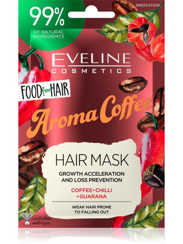 Eveline Food for hair AROMA COFFEE Маска для волосся, що прискорює ріст волосся, 20 мл