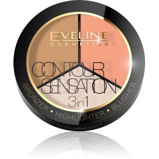 Eveline Contour Sensation 3in1 Палітра для моделювання контуру обличчя /02/ Peach Beige 5 г