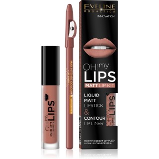 Eveline OH My Lips Matt liquid lipstick 4,5 ml + Lip liner set /01/ Neutral Nude