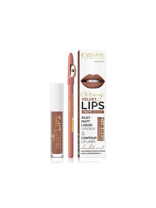 Eveline OH My Lips Matt liquid lipstick 4, 5 ml + Lip liner set /14/ Choco  Truffle
