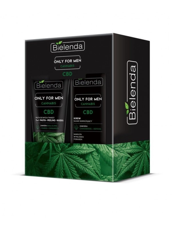 BIELENDA Gift Set ONLY FOR MEN CANABIS Moisturizing face cream 50 ml + Face cleansing paste 150 g