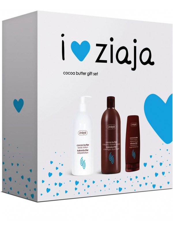 Ziaja Gift Set Cocoa Butter Hand Cream 80 ml + Shower Soap 500 ml + Body Milk 400 ml