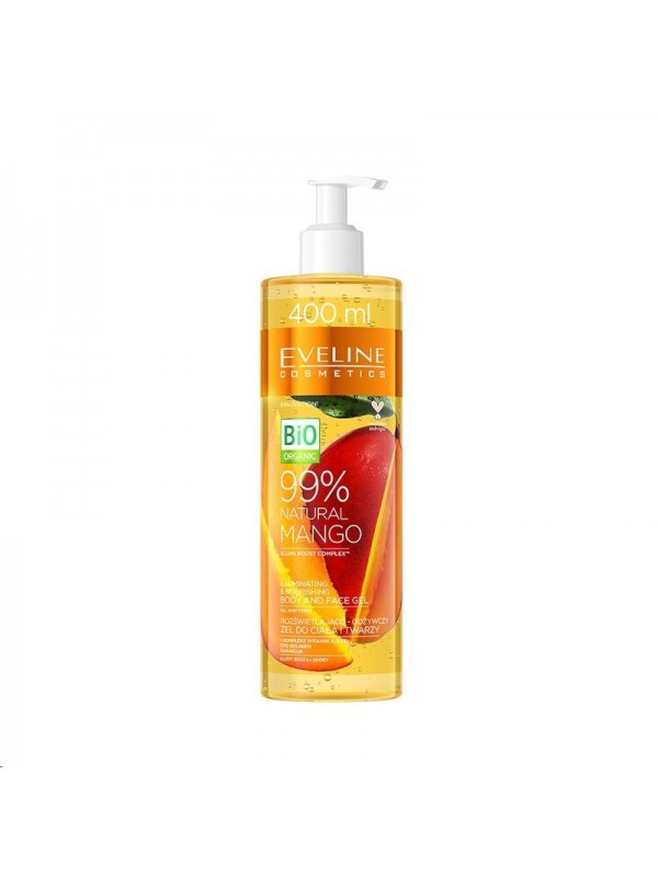 Eveline 99% Natural Mango Освітлюючий і живильний гель для тіла та обличчя 400 мл