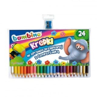 BAMBINO Crayons de couleur à cadre en bois, 24 couleurs + taille-crayon