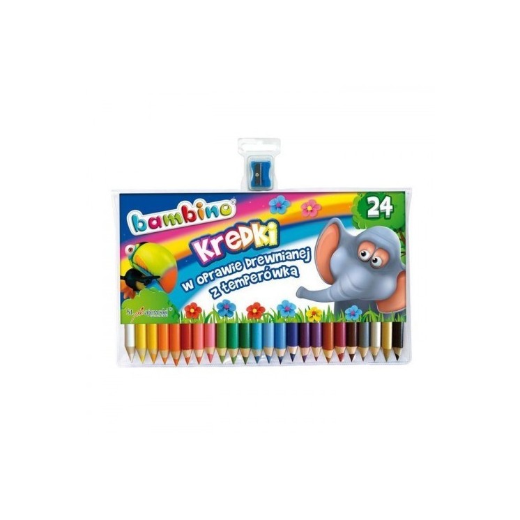 BAMBINO Wooden-framed crayons 24 colors + sharpener