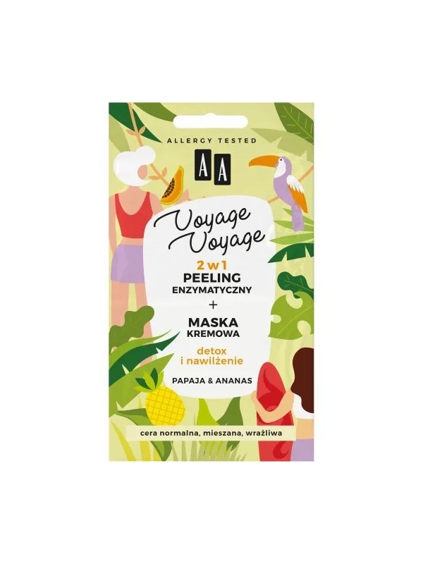 AA VOYAGE VOYAGE 2в1 Крем Peeling + Крем-маска Детокс і зволоження Папайя та Ананас 2х5 мл