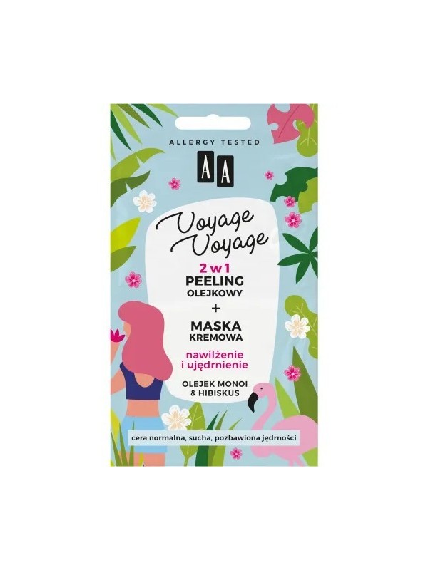 AA VOYAGE VOYAGE 2в1 Крем Peeling + Крем-маска Зволожуюча та зміцнююча олія Моной та Гібіскус 2х5 мл