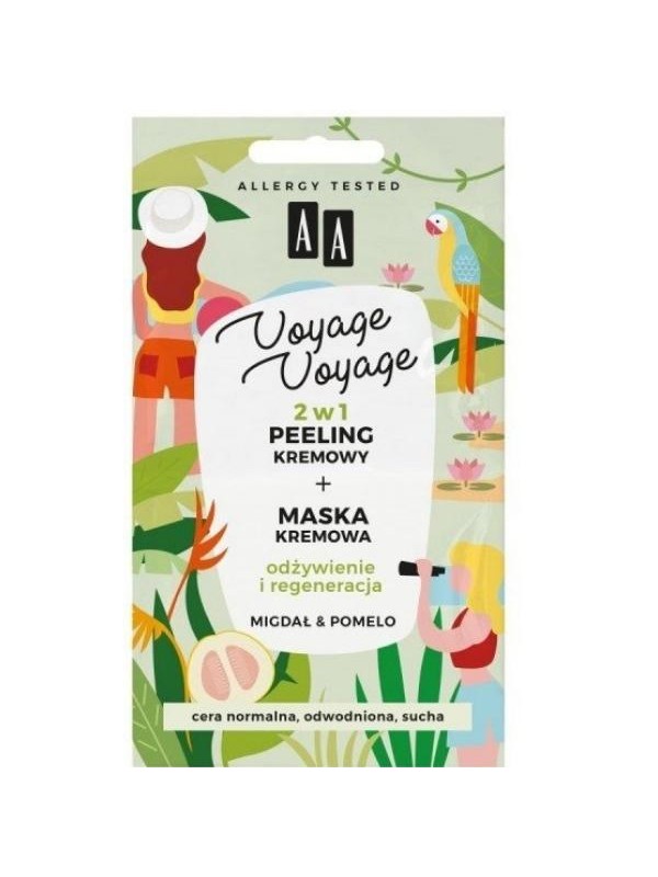 AA VOYAGE VOYAGE 2в1 Крем Peeling + Крем-маска Живлення та регенерація Mango та Помело 2х5 мл