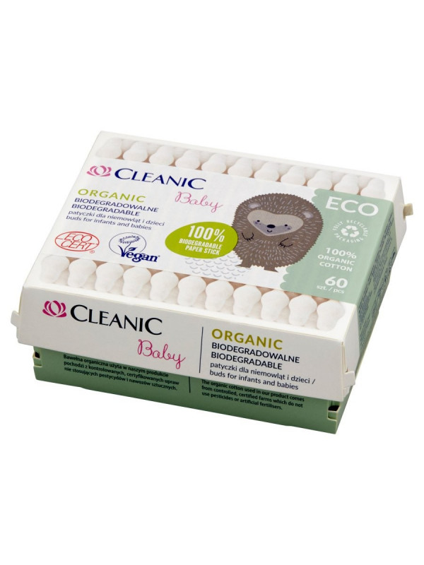 Cleanic ECO Wattenstaafjes voor baby's en kinderen Organic 60 st