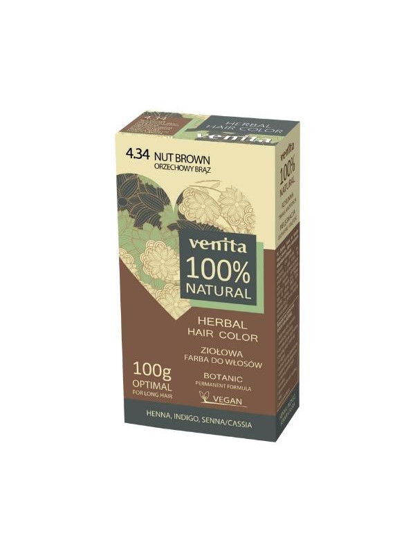 Фарба для волосся Venita Herbal Hair Colour трав'яна /4.34/ Горіхово-коричневий 100 г