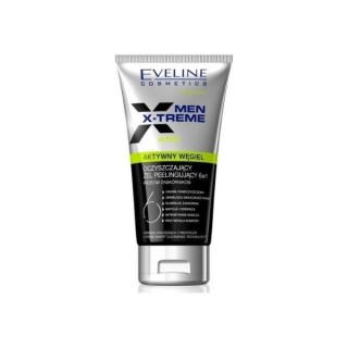 Eveline Men X-Treme 6in1 Active Charcoal Cleansing Face Wash Scrub Gel 150 ml