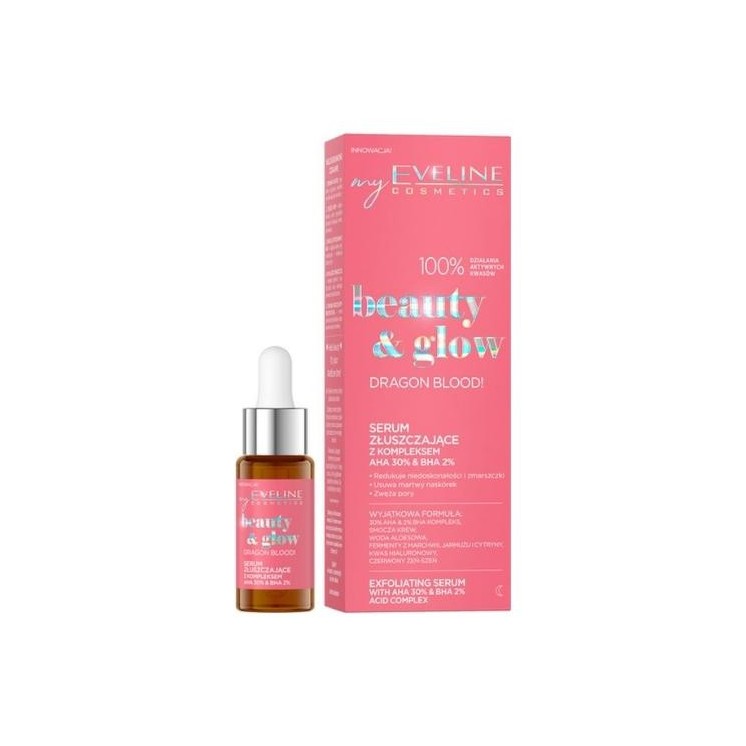 Eveline Beauty & Glow Dragon Blood! Peeling-Serum mit 30 % AHA & 2% BHA -Komplex, 18 ml