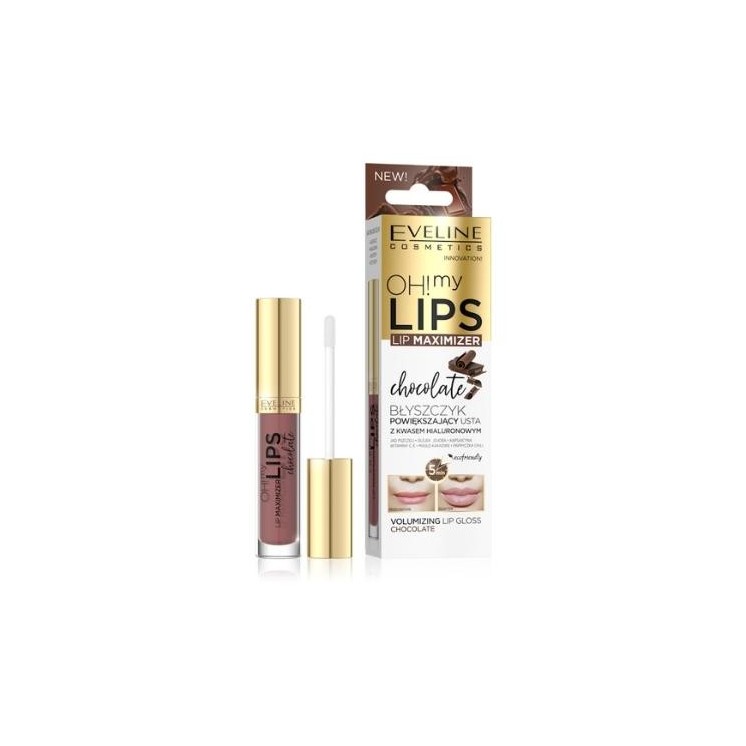 Eveline OH! MY LIPS Gloss repulpant pour les lèvres à l'acide hyaluronique Chocolat 4,5 5 ml