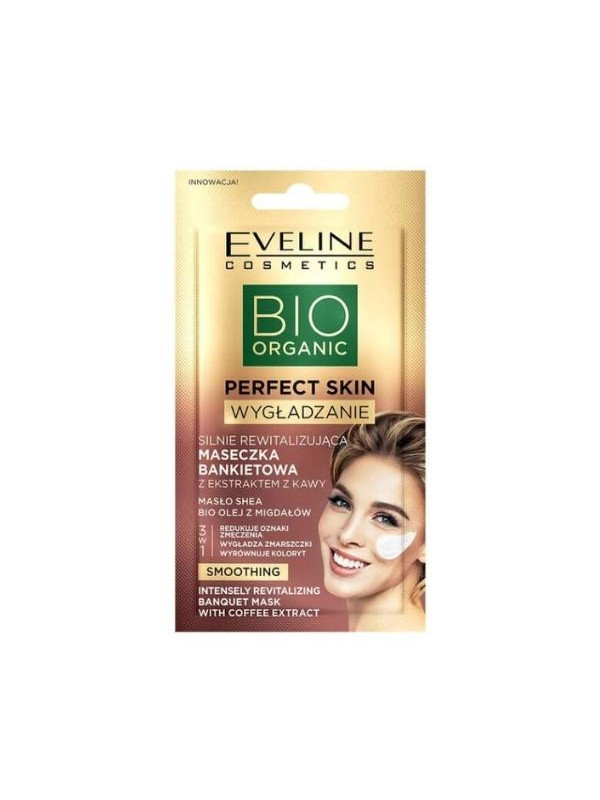 Eveline Bio Organic Perfect Skin сильно відновлююча банкетна маска для обличчя з екстрактом кави 8 мл