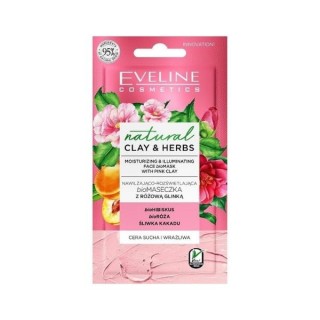 Eveline Natural Clay & Herbs hydraterend en verhelderend Biomasker met roze klei 8 ml