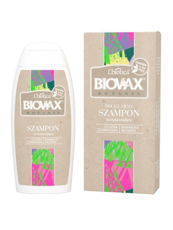 L'biotica BIOVAX micellaire reinigingsshampoo voor haar Cistus en zwarte komijn 200 ml