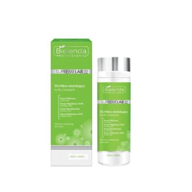 Bielenda SUPREMELAB Sebio Derm gezichtstoner met 5 % micro-exfoliërende zuren