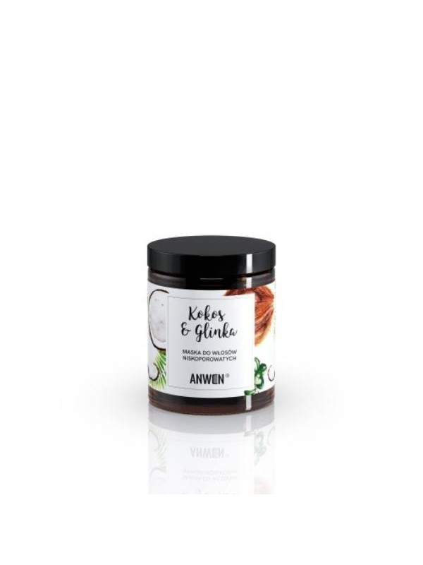 Anwen Masker voor laag poreus haar Kokos en Klei (Glas) 180 ml