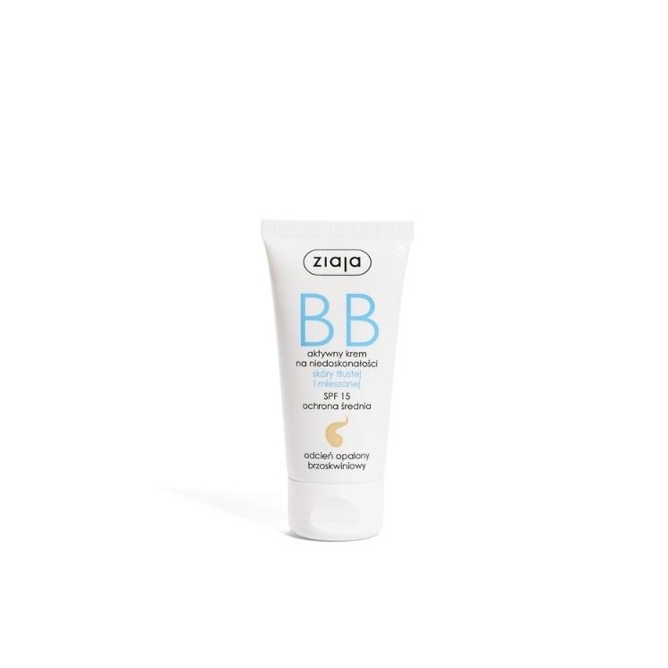 Ziaja BB Active Cream für Unreinheiten fettiger und Mischhaut, gebräunter Pfirsichton, 50 ml