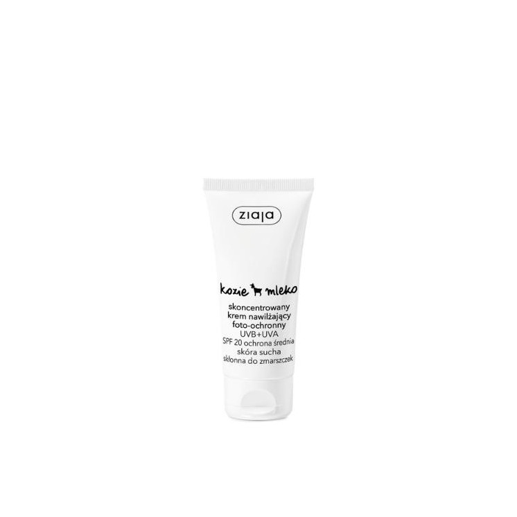 Ziaja Ziegenmilch-Konzentrat, feuchtigkeitsspendende, lichtschützende Gesichtscreme UVB+UVA SPF20 geringer Schutz, 50 ml