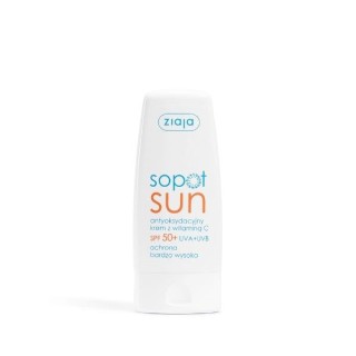 Ziaja Sun antyoksydacyjny Krem do twarzy z witaminą C SPF50+ UVA + UVB ochrona bardzo wysoka 50 ml Ziaja Sun antyoksydacyjny Krem do twarzy z witaminą C SPF50+ UVA + UVB ochrona bardzo wysoka 50 ml