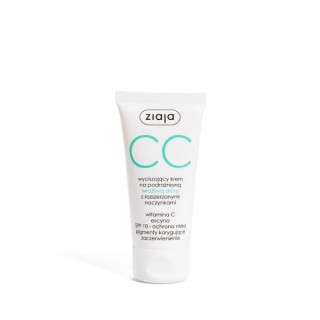 Ziaja CC Crème Visage Apaisante pour peaux irritées, sensibles et capillaires dilatés SPF10 faible protection 50 ml