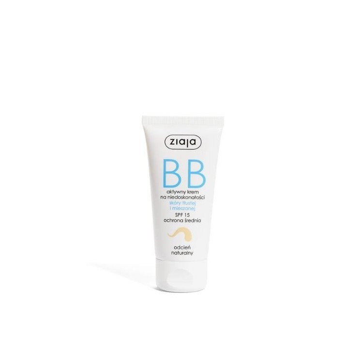 Ziaja BB crème active visage anti-imperfections pour peaux grasses et mixtes SPF15 teinte naturelle 50 ml