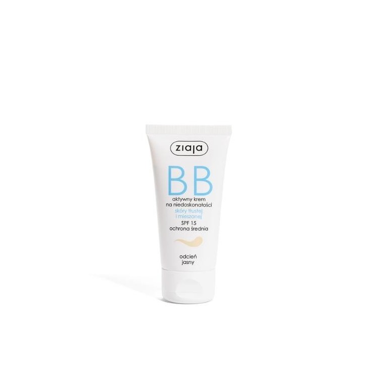 Ziaja BB active Gezichtscrème voor onvolkomenheden voor de vette en gecombineerde huid SPF15 lichte tint 50 ml