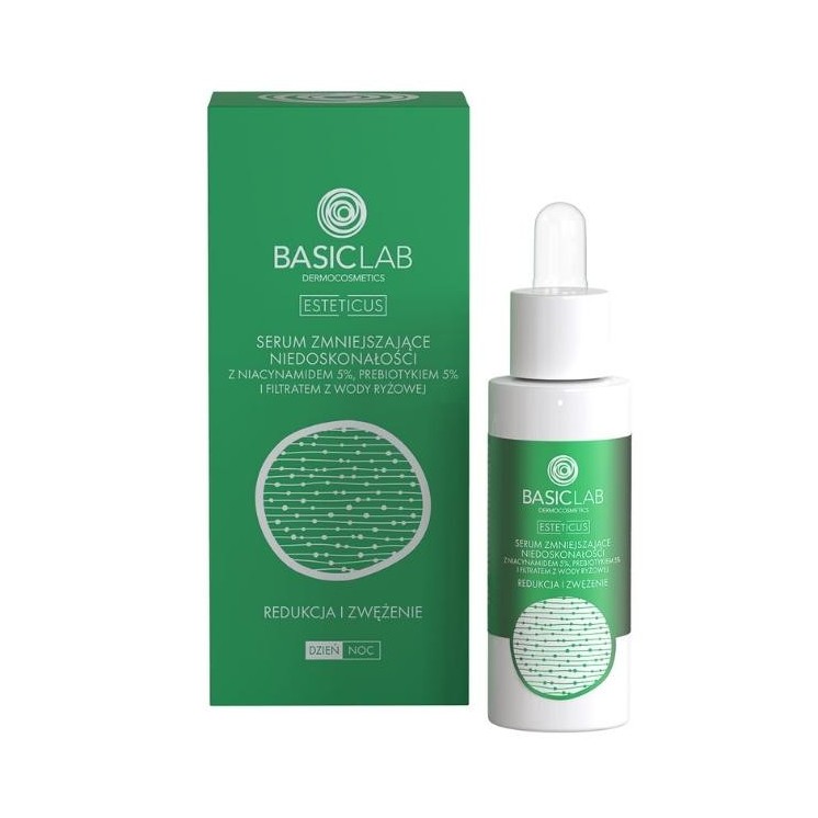 BasicLab Esteticus Serum gegen Hautunreinheiten mit Niacinamid 5 % Reduzierung und Verfeinerung 30 ml