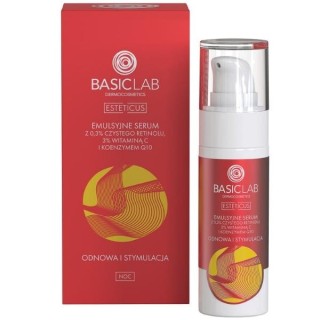BasicLab Esteticus Emulsionsserum mit 0,3 3% reinem Retinol, 3 % Vitamin C – für Erneuerung und Stimulation, 30 ml