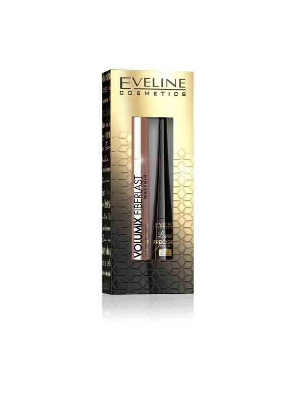 Подарунковий набір Eveline Volumix Fiberlast Ultra False Mascara + Precision Eyeliner black