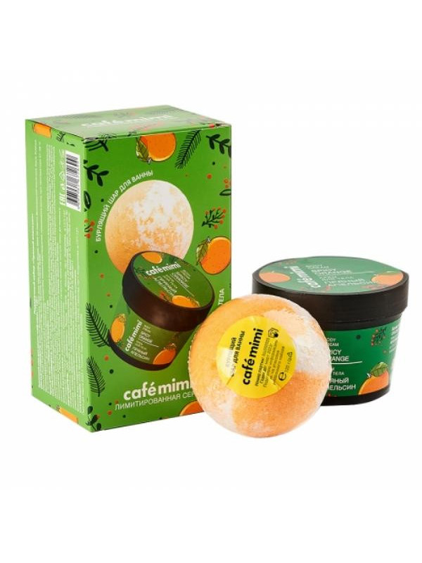 Cafe Mimi Set Spicy Citrus Body cream 110 ml + sparkling bath bomb 120 g