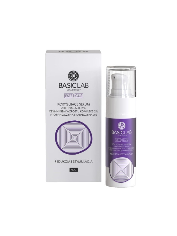 Коригуюча Serum BasicLab Esteticus з ретиналем 0,15%, фактором росту Компекс 2%, фітосфінгозином і карнозином 2,0 30 мл