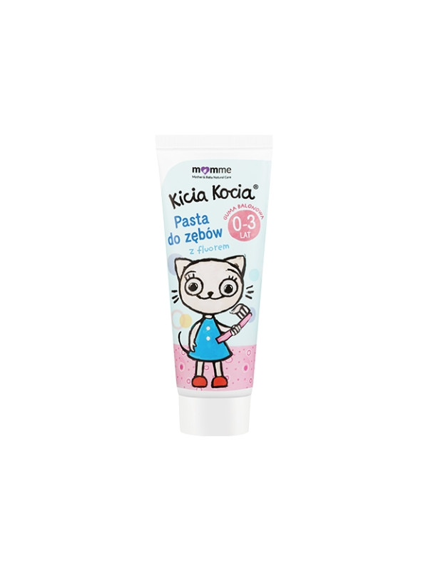 Momme Mother & Baby Natural Care Kitty Cat Toothpaste Without Fluoride 0-3 Years Bubble Gum 50ml