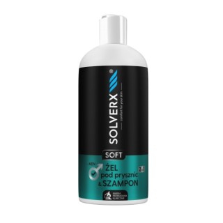 Solverx for Men Soft 2in1 Gel & Shampoo voor mannen voor de gevoelige huid 400 ml