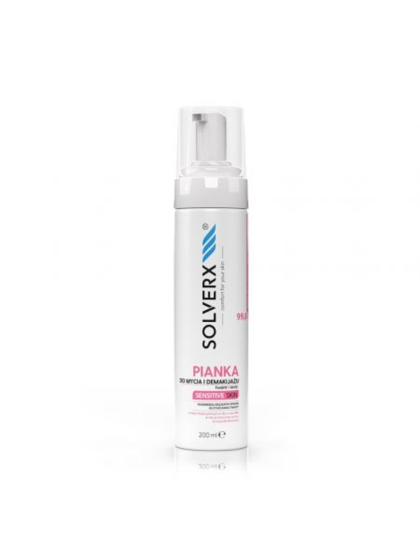 Пінка для очищення обличчя та зняття макіяжу Solverx Sensitive Skin 200 мл