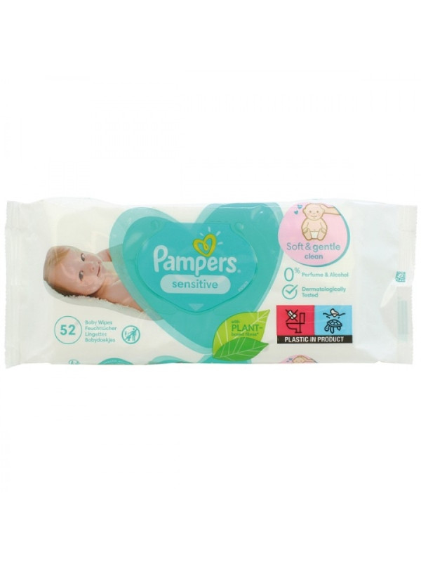 Вологі серветки Pampers Sensitive 52 шт